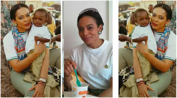 #BBNaija: Adorable photo of Tboss cradling a baby during her service year